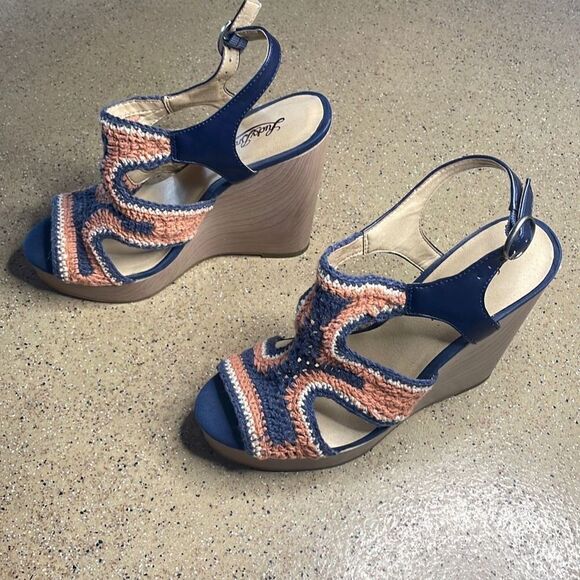 Lucky Brand RIVERR Crochet Boho Wedge Sandals 7 - Picture 2 of 15